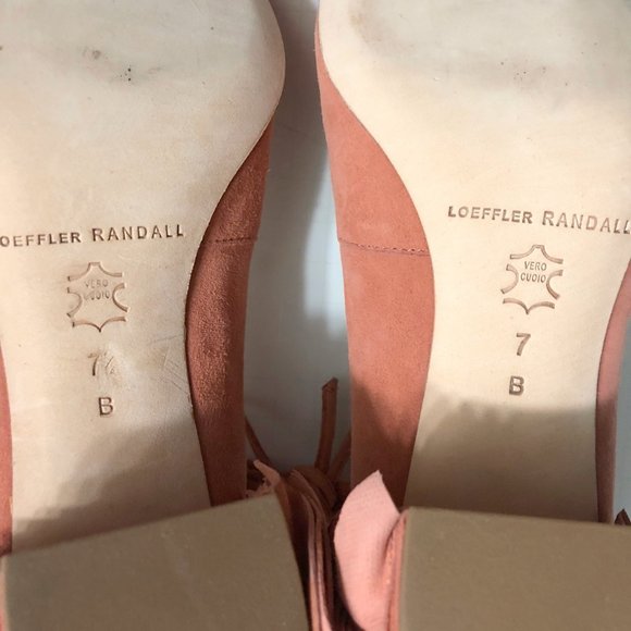 NWT Loeffler Randall pink suede leather ruffled block heel Clea pump - Picture 9 of 12
